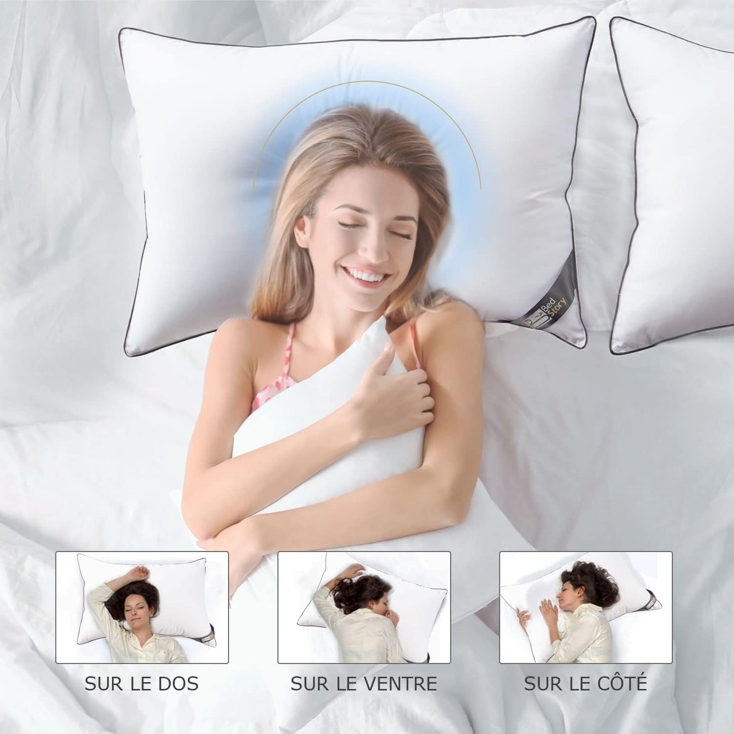 Poduszka Bedstory, 50 x 70 cm, 2 sztuki, odporna na ugryzienia, oddychająca potem, hipoalergiczna, wypełnienie: 100% włókno poliestrowe, wyjątkowo wygodny i miękki komfort oraz doskonałe wsparcie Poduszki standardowe Naty Shop