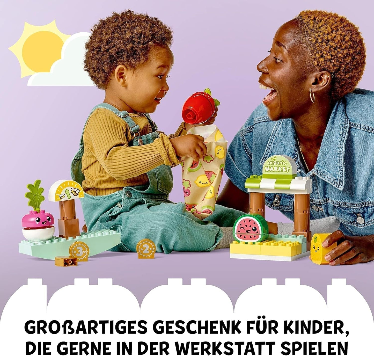 LEGO DUPLO Mój pierwszy targ ekologiczny, zestaw z zabawkami dla chłopców i dziewcząt, zabawka edukacyjna dla małych dzieci od 1,5 roku, akcesoria do owoców i warzyw 10983 Zestawy do budowania Besuche w sklepie LEGO