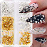 Mini Metall Nieten Punk Charms do paznokci Złoto Silber Strasssteine ​​​​Nägel Charm Kolce Kegla Nagelschmuck Glitzersteine ​​​​Szpilki do zdobienia paznokci Nagel Steine ​​Legierung Nagelanhänger Cyrkonie Nageldesign Zubehör