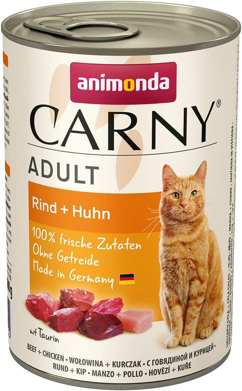 animonda Carny Adult Savory Variety (12 x 400 g), mokra karma dla dorosłych kotów, mokra karma zawierająca 100% świeżych składników mięsnych, bez zbóż i bez cukru