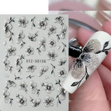 JMEOWIO 6 Blatt 3D Nagelsticker Blumen Nail Art Naklejka Selbstklebend Nagelaufkleber 5D Stereoskopisch Frühling Sommer Blumen Dekoration Nageldesign Zubehör