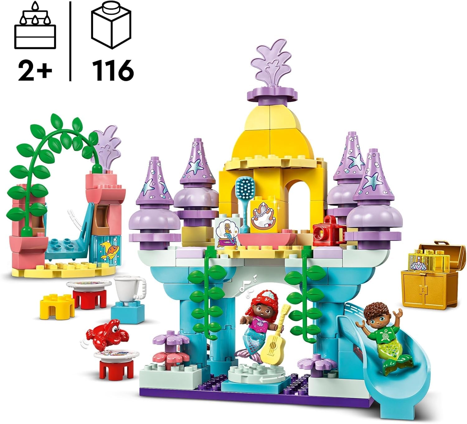 LEGO DUPLO | Disney Magiczny Podwodny Pałac Ariel, zabawka edukacyjna dla syreny Ariel, podwodny zamek dla dzieci powyżej 2. roku życia 10435 Zestawy do budowania Besuche den LEGO-Store
