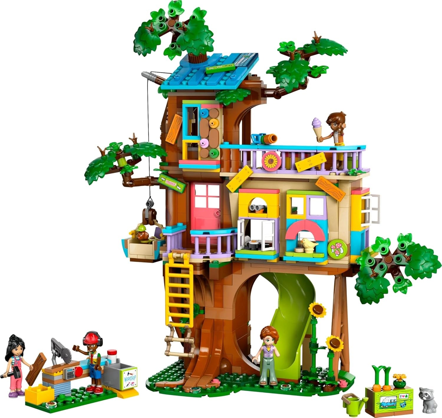 LEGO Friends Domek na drzewie Zestaw do budowania i odgrywania ról Domek dla dziewczynek Zestaw dla 8-latków z 4 minifigurkami postaci i 2 figurkami zwierząt Pomysł na prezent dla dzieci 42652 Zestawy do budowania Besuche den LEGO-Store