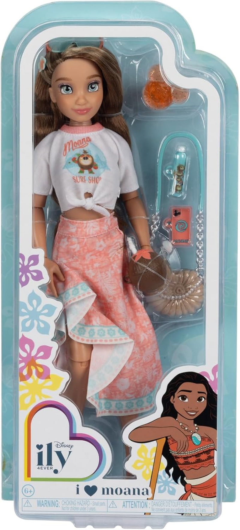Lalka Vaiana z akcesoriami, 29 cm, 13 punktów artykulacji, na oficjalnej licencji Jakks Pacific. W komplecie z akcesoriami, które można łączyć i błyszczącym pierścionkiem Mickey!