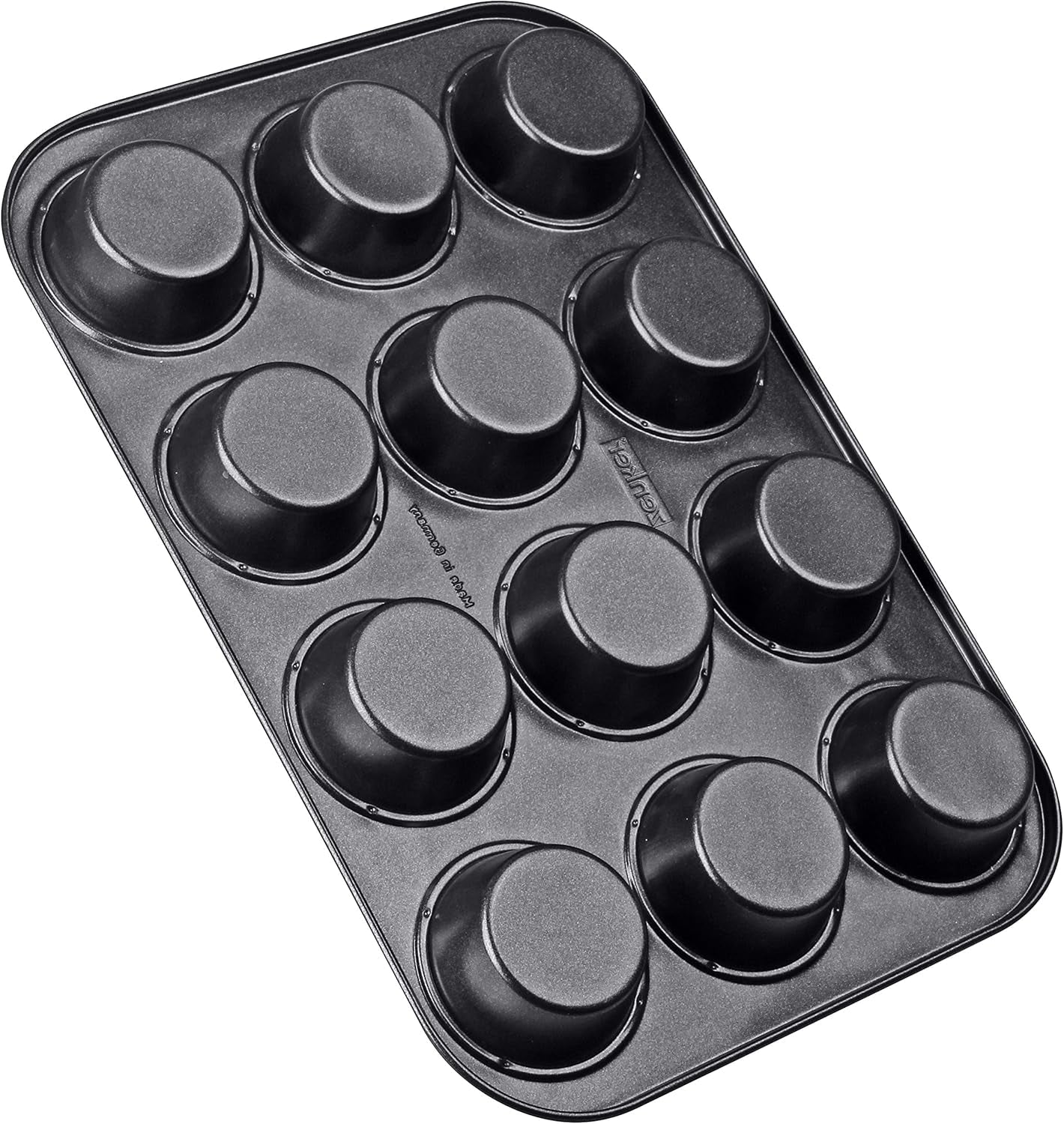 Zenker 12 muffinów średnica Ø 7 cm CREME NOIR, Blacha do pieczenia muffinów z powłoką nieprzywierającą wzmocniona ceramiką Formy i blachy do pieczenia Naty Shop