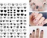 8 Blatt Nagelsticker Valentinstag Nagelaufkleber Selbstklebend Liebhaber Des Schwarzen Herzens Nail Art Naklejka Dekoration Nageldesign Zubehör