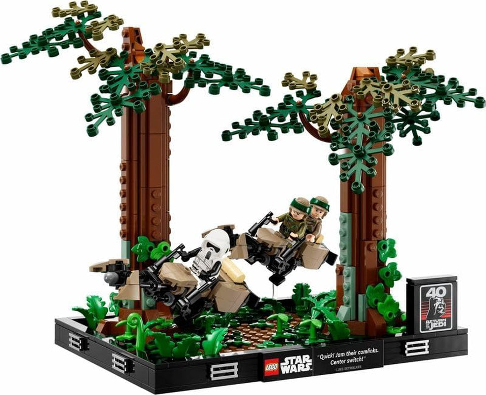 LEGO 75353 Star Wars Pościg na Endorze — zestaw dioramy, Powrót Jedi z Lukiem Skywalkerem, księżniczką Leią, żołnierzem zwiadowczym i ścigaczami, zestawy do budowania z okazji 40. rocznicy urodzin w sklepie LEGO