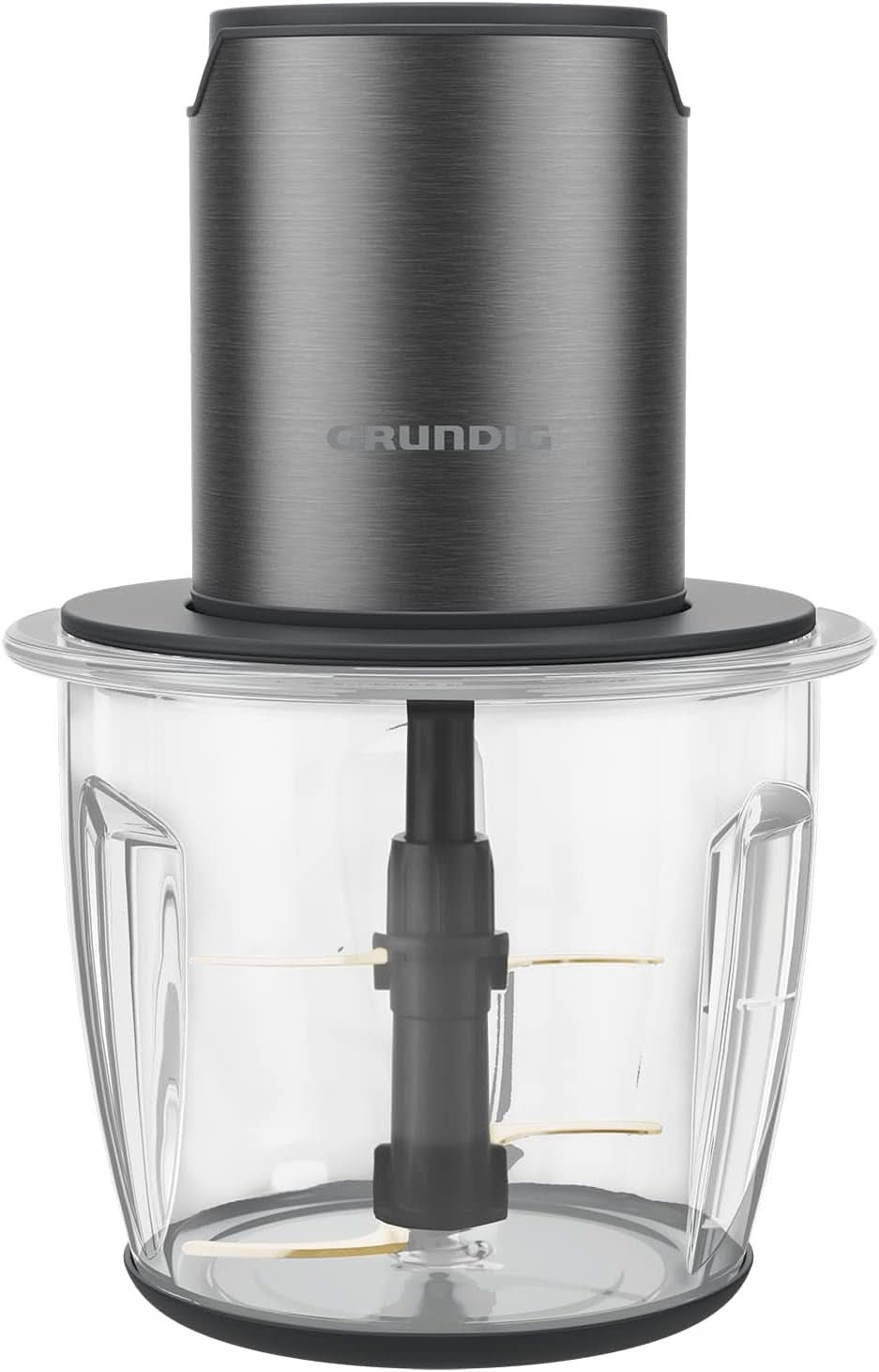 Grundig Delisia Novus CH 7140 Professioneller Multi-Zerkleinerer, 500 Watt, 4 Edelstahlmesser Mit Zirkonium-Beschichtung, 1L Glasbehälter, 2 Stufen, Anti-Slip-Unterlage, Dark Inox/Schwarz Kitchen Naty Shop