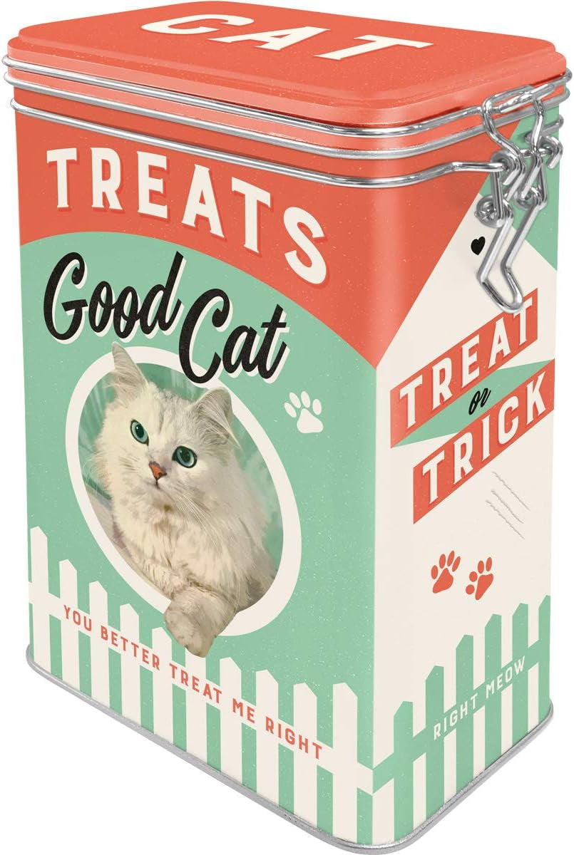 Nostalgic-Art Pudełko smakowe w stylu retro 1,3 l Good Cat Treats - pomysł na prezent dla właścicieli kotów w stylu vintage Pudełka do przechowywania żywności Naty Shop Domyślny tytuł