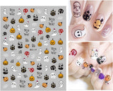 8 Blatt Nagelsticker Halloween Nagelaufkleber Selbstklebend Niedliches Kürbis-Schädel-Spinnennetz Niedlichen Kinder Geist Nail Art Naklejka Dekoration Nageldesign Zubehör