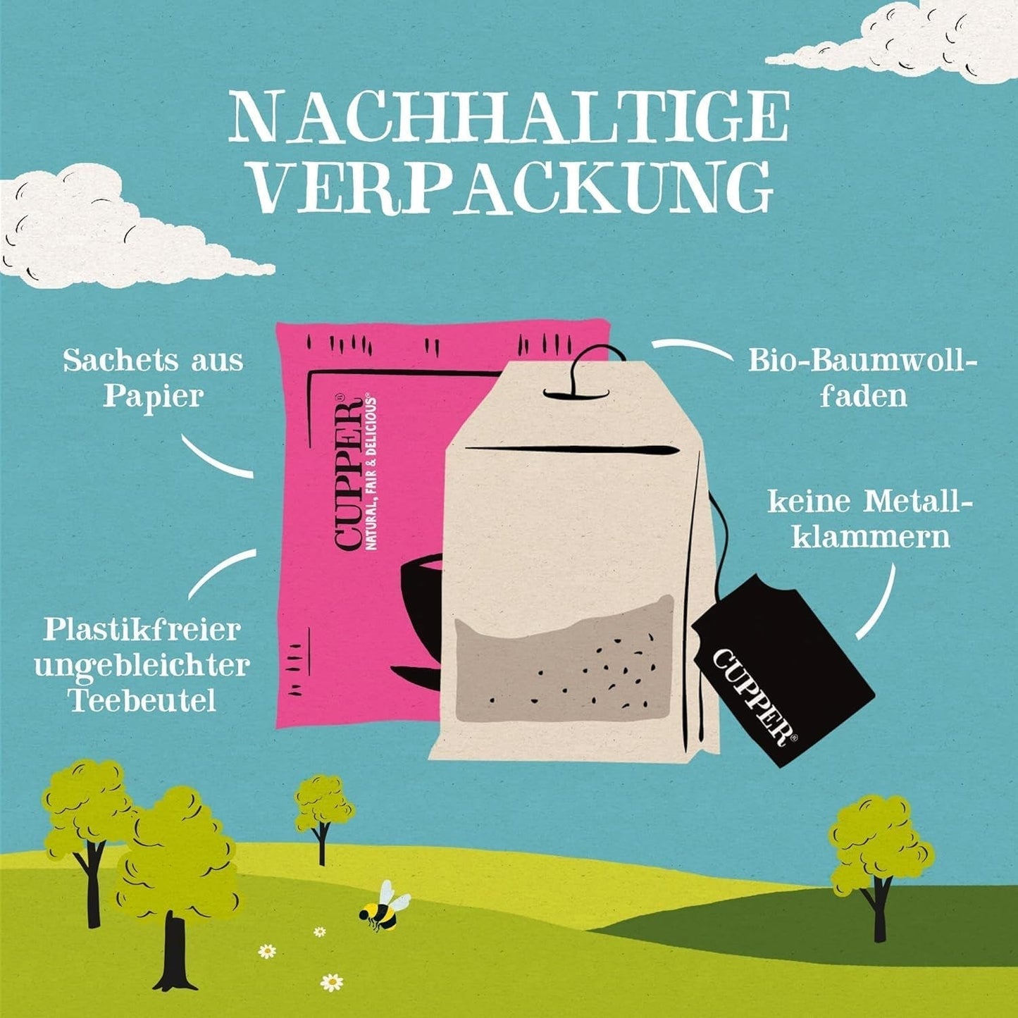 Cupper Organiczna herbata biała, malinowa, 20 saszetek, 34g (4 szt.)