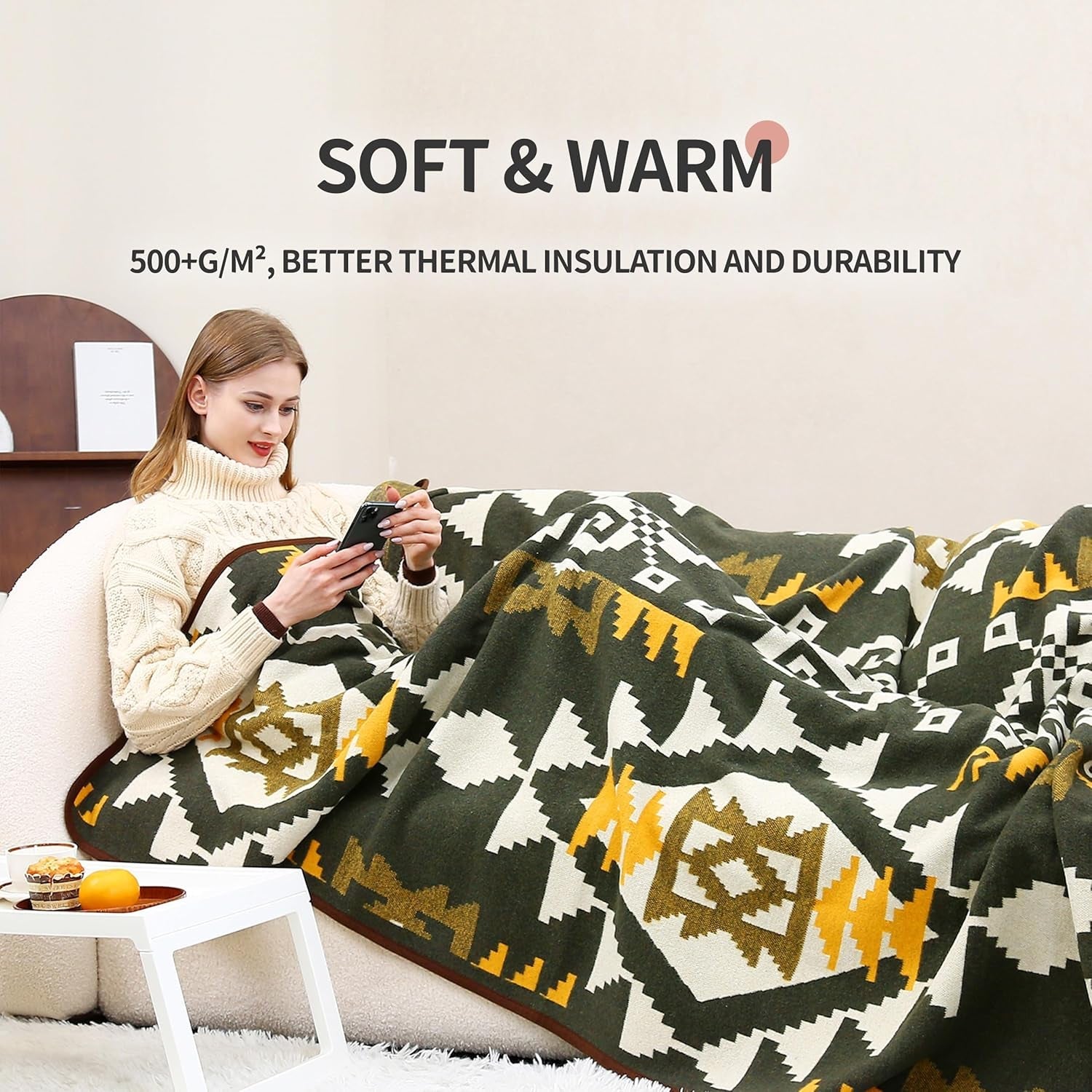 ACUSHLA 200,7X160 cm, 1,7 kg, koc, koc wełniany, ciepły koc podróżny, koc z dzianiny, dekoracyjny, narzuty na sofę, krzesło, sofę, łóżko, pokój dzienny, kemping, odpowiednie na każdą porę roku Ww203 Łóżka i koce Besuche den ACUSHLA-Store
