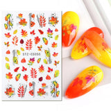 JMEOWIO Nagelsticker Herbst 9 Blatt Nail Art Naklejka Selbstklebend Nagelaufkleber Kürbis Ahornblatt Erntedankfest Dekoration Nageldesign Zubehör