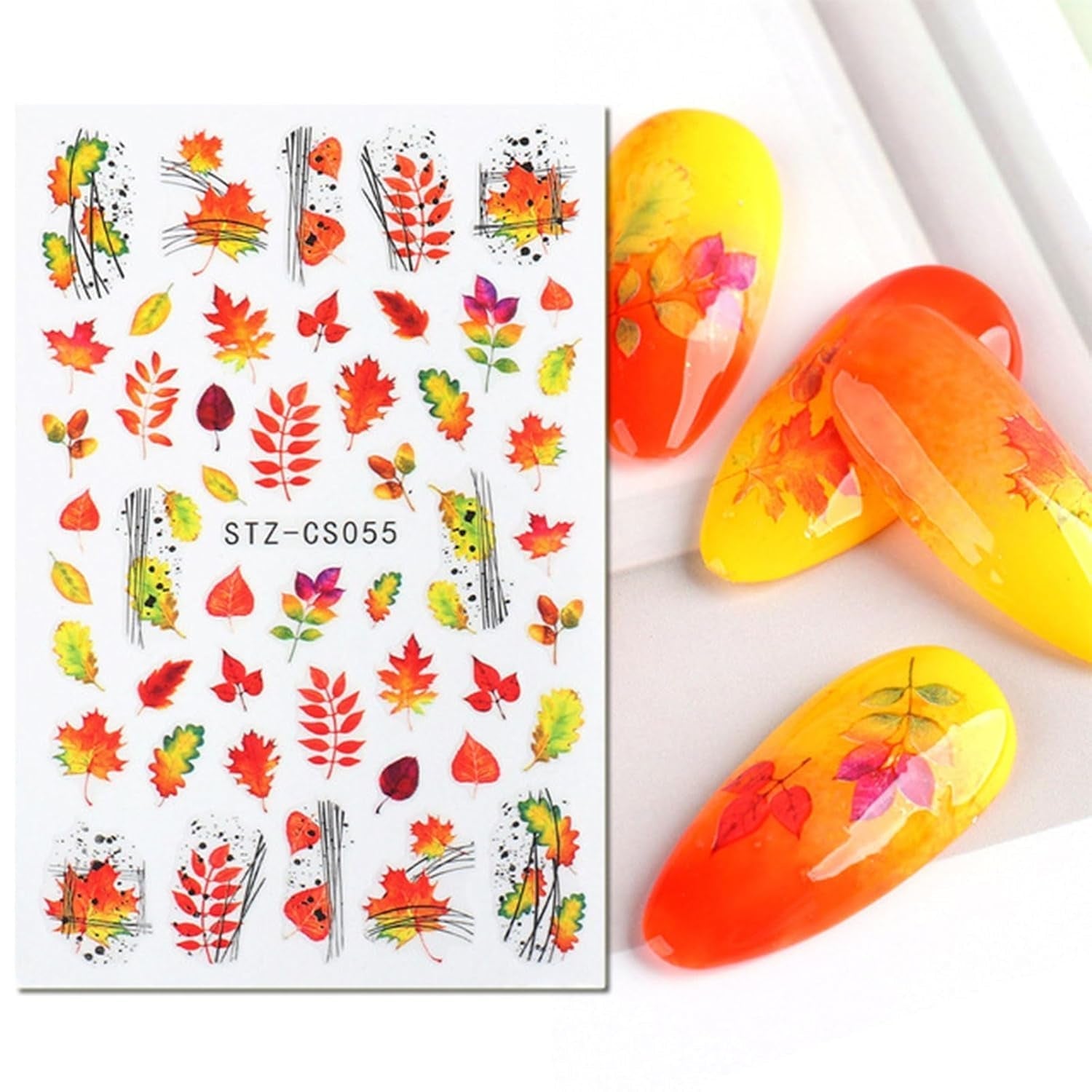 JMEOWIO Nagelsticker Herbst 9 Blatt Nail Art Naklejka Selbstklebend Nagelaufkleber Kürbis Ahornblatt Erntedankfest Dekoration Nageldesign Zubehör