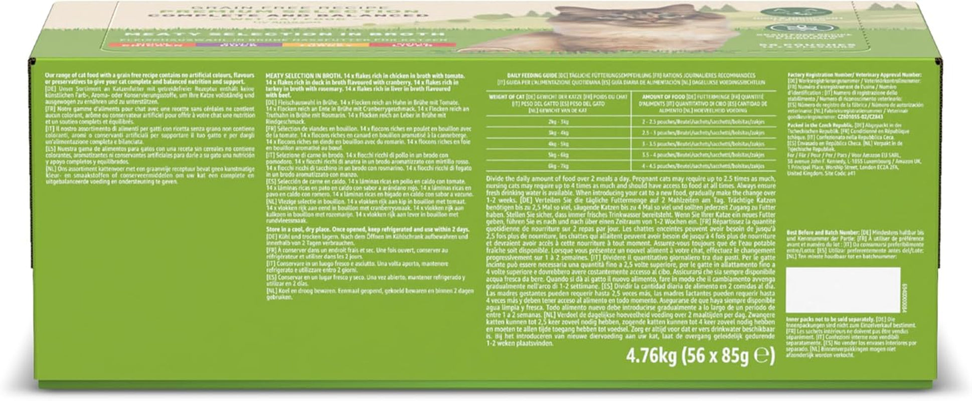 Amazon Grain Free Mokra karma dla kotów dorosłych dla dorosłych kotów Wybór mięsa w bulionie 4,76 kg 56 opakowań po 85 g (dawniej dożywotnia)