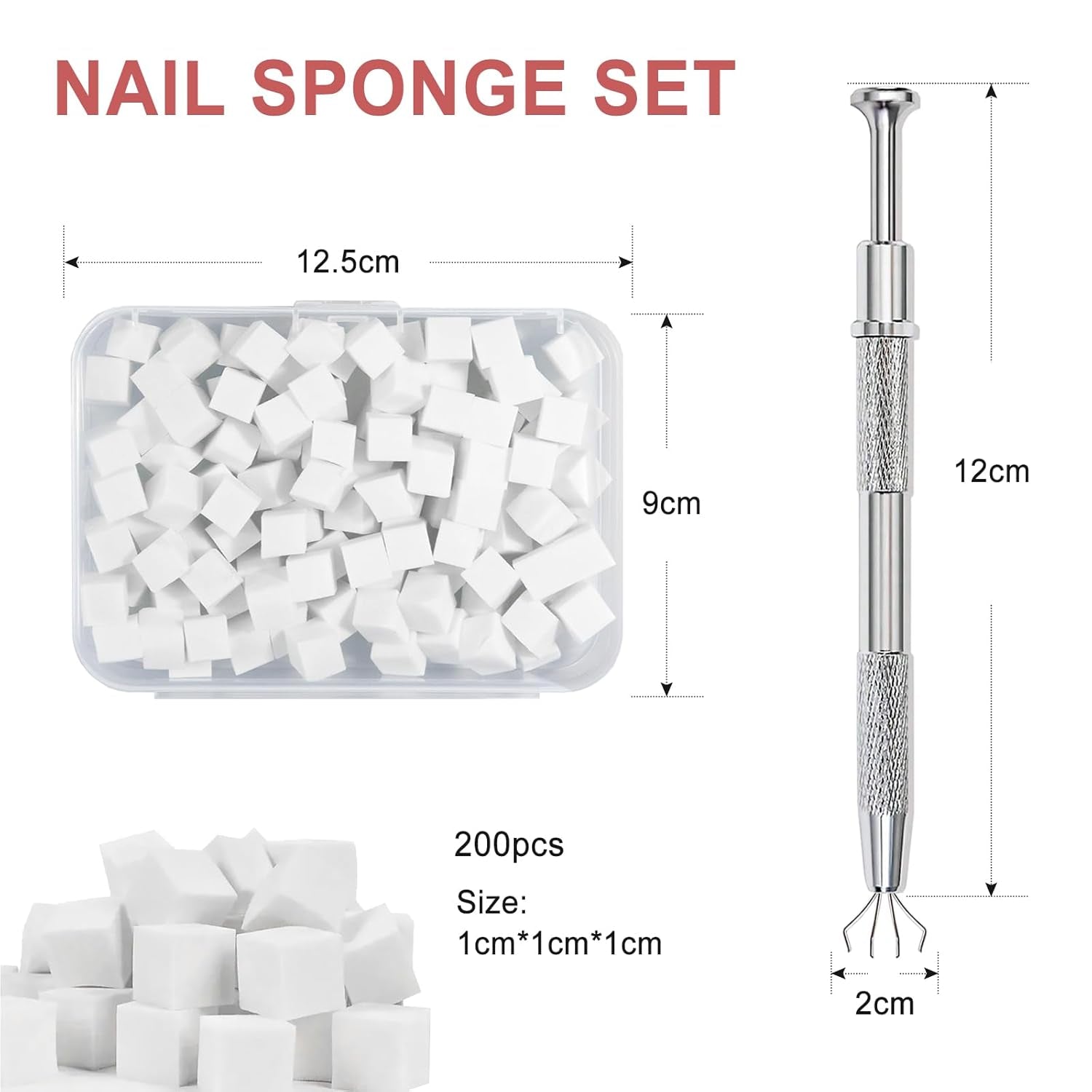 Qufiiry 200 Stück Nail Art Schwämme Mit Metallgreifer, Nagelkunst Schwammpinsel, Maniküre Zubehör Für Nägel, Um Eine Varavländ Von Gradient Nail Art Wzory do tworzenia (biały)
