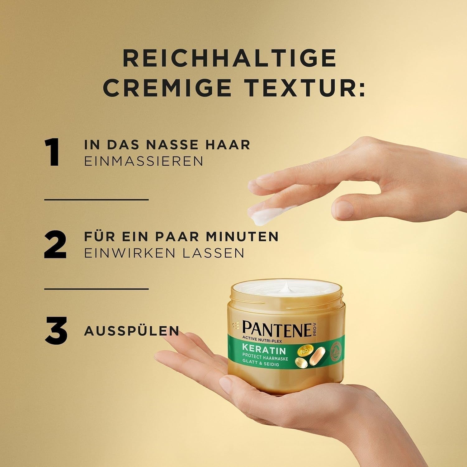 Pantene Pro-V Smooth & Silky Keratin Protect Hair Mask 500ml do włosów kręconych i suchych, Do 72 godzin gładkich i lśniących włosów po jednej aplikacji, Z formułą Pro-V i Aktywną maską do włosów Nutri-Plex Naty Shop
