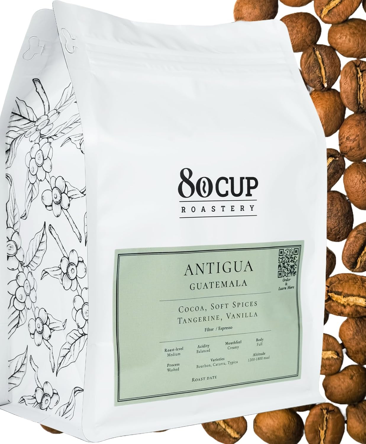 Palone na zamówienie ~ Najświeższe ziarna kawy specjalistycznej | Palarnia na 80 CUP | Gwatemala Antigua, jedno pochodzenie (1kg) Spezialitäten Kaffeebohnen, Frisch Geröstet