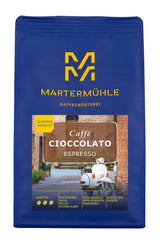 Ziarna espresso Martermühle Cioccolato 500g Mocne | Arabika/Robusta | Smaki: Orzechy makadamia, mleczna czekolada | Jasno palone całe ziarna espresso, niska kwasowość