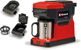 Bezprzewodowy ekspres do kawy Einhell TE-CF 18 Li-Solo Power X-Change (18 V, zbiornik na wodę 240 ml, na kawę filtrowaną i kapsułki z kawą, uchwyt do przenoszenia, w komplecie filiżanka z pokrywką, bez akumulatora)