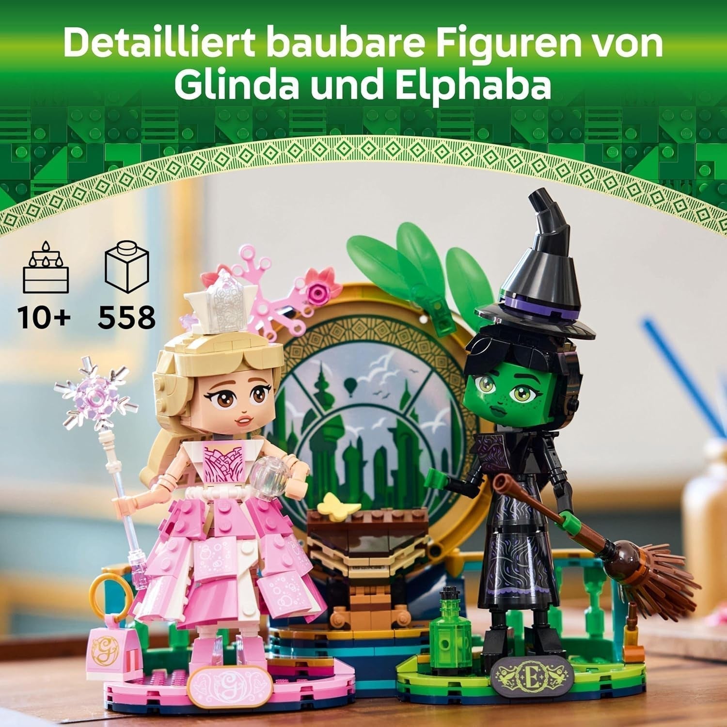 LEGO Wicked Lalki Elphaba i Glinda — kolekcjonerska figurka czarownic z krainy Oz — kreatywny prezent dla dziewcząt powyżej 10. roku życia i fanów filmu — 75682 Zestawy do budowania Besuche den LEGO-Store