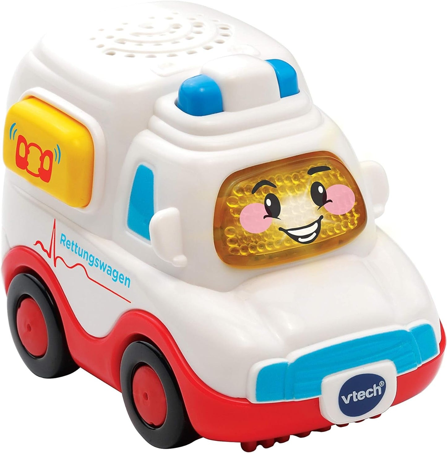 Vtech TUT TUT Baby Flitzer - Ambulans - Autko z muzyką, przyciskiem świetlnym, ciekawymi zdaniami i dźwiękami - Dla dzieci w wieku 1-5 lat, 8,8 x 5,5 x 7 cm Bebe Toys Naty Shop Domyślny tytuł