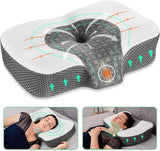 Poduszka ortopedyczna Elviros Memory Foam, poduszka na ból szyi, poduszka do spania, ergonomiczna poduszka na szyję, poduszka podtrzymująca szyję, poduszka przeciw chrapaniu dla osób śpiących na boku, podkłady na brzuch, białe poduszki ortopedyczne na szyję macicy Naty Shop biały 60 x 38,6 x 9,9/13,5 cm