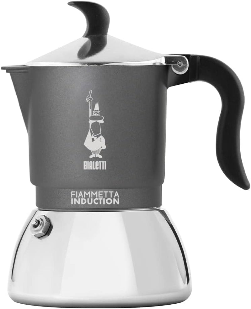 Indukcyjny ekspres do kawy Bialetti Fiammetta, 2 filiżanki (100 ml), odpowiedni do wszystkich rodzajów płyt grzewczych, elegancki wygląd, czarny