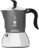 Indukcyjny ekspres do kawy Bialetti Fiammetta, 2 filiżanki (100 ml), odpowiedni do wszystkich rodzajów płyt grzewczych, elegancki wygląd, czarny