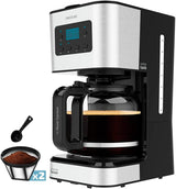 Espresso z filtrem Cecotec Coffee 66 Drop and Touch, moc 950 W, 1,5 L, 12 filiżanek, ekran dotykowy, szklana karafka, timer 24-godzinny, 6 przełączników, filtr siatkowy wielokrotnego użytku