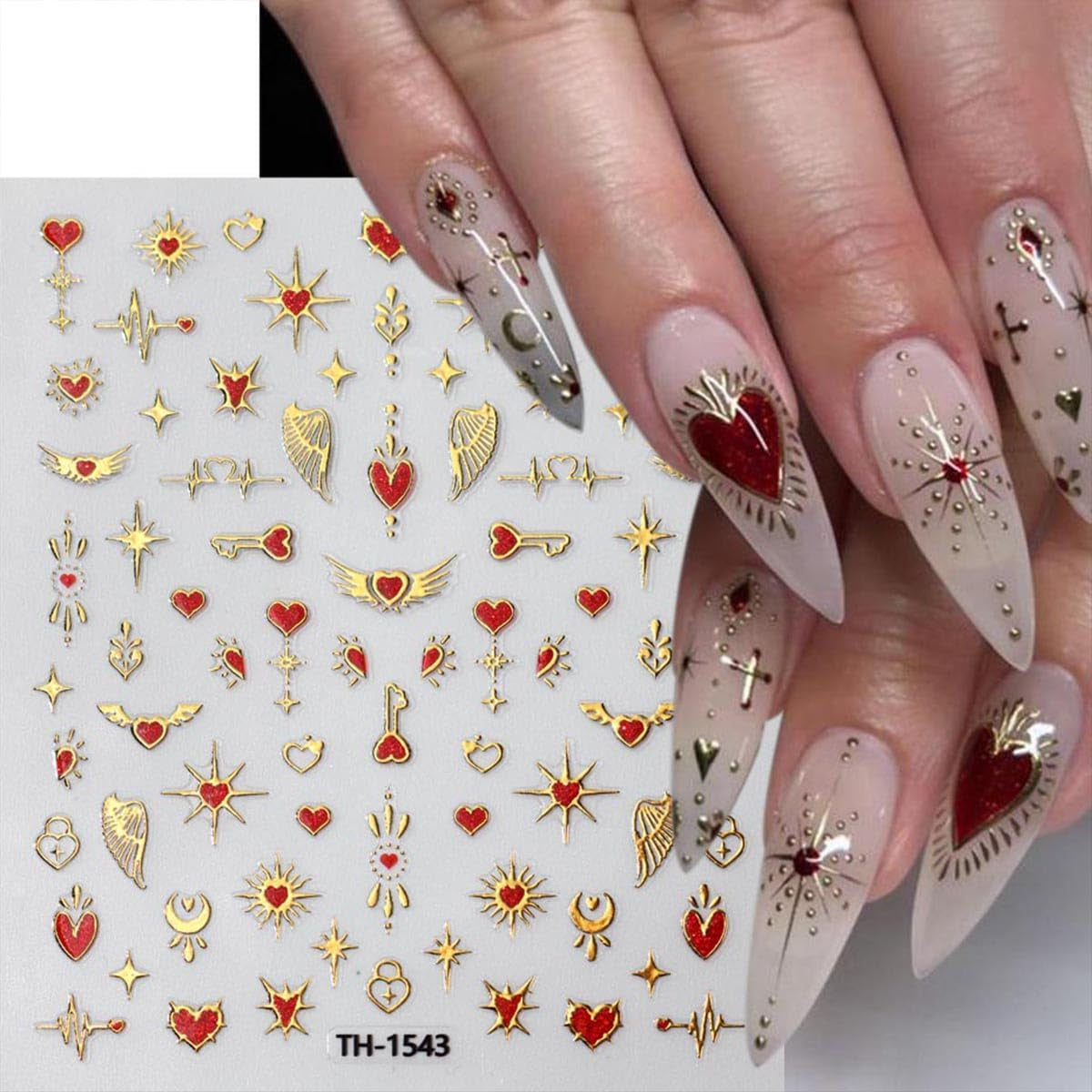 JMEOWIO Nagelsticker Mond Stern 10 Blatt Nail Art Naklejka Selbstklebend Nagelaufkleber Dekoration Nageldesign Zubehör