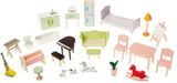 Amazon Basics 4-poziomowy drewniany domek dla lalek i akcesoria meblowe dla lalek 12" Naty Shop Domki dla lalek