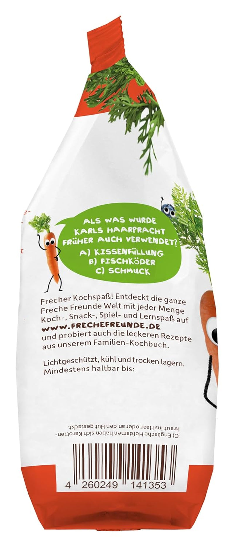 Freche Freunde Organiczny makaron warzywny „Marchew” 25% zawartości warzyw Wegański 6 opakowań (6 x 300 g)