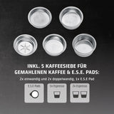 CASO EspressoGourmet Crema - Ekspres z kolbą ze spieniaczem do mleka, espresso, cappuccino, kolba ze stali nierdzewnej, pompa ULKA 20 bar, ekspres do kawy, kawa mielona, ​​kapsułki ESE