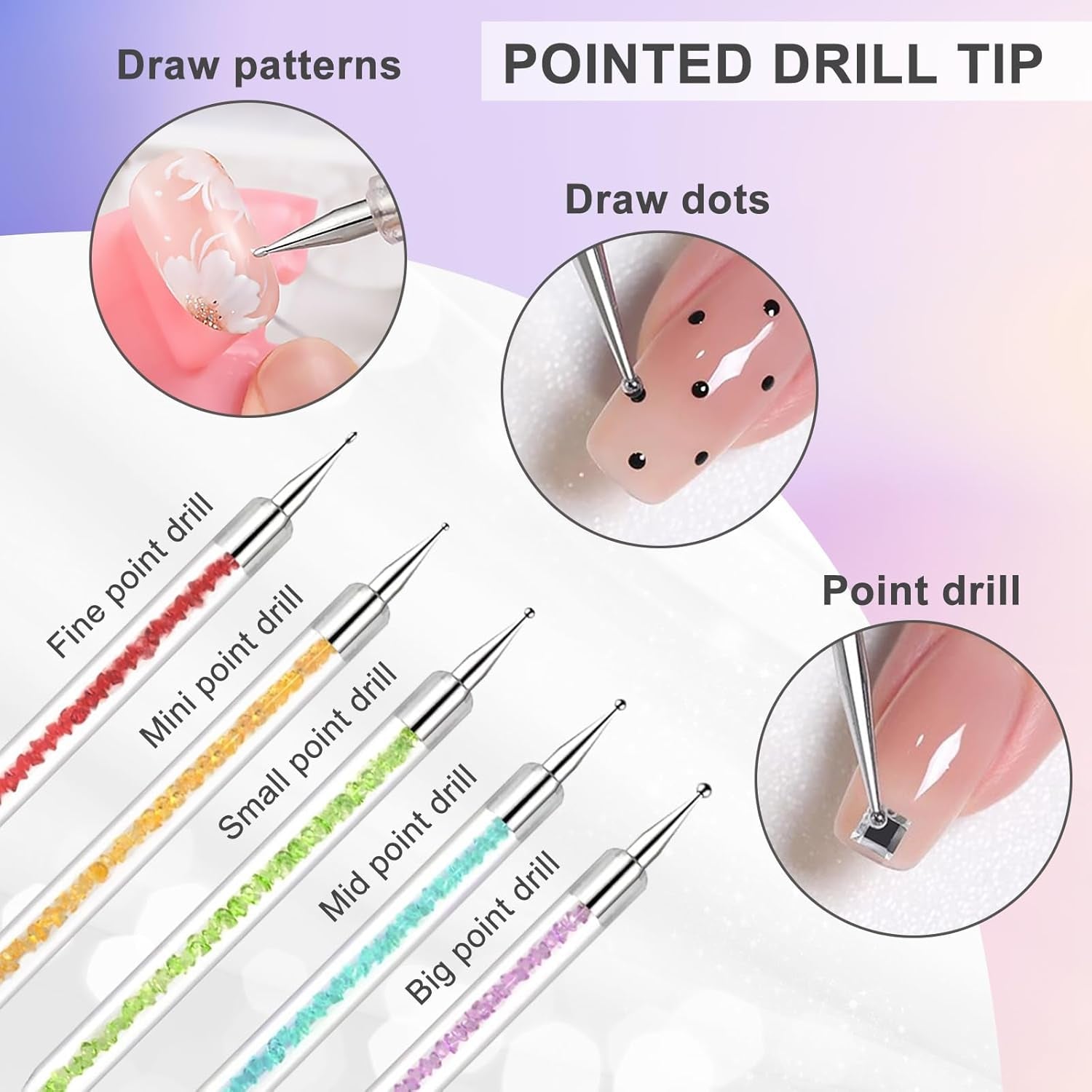5 Stück Nagel Pinsel, Pinsel Für Gelnägel, Nageldesign Pinsel, Narzędzia do zdobienia paznokci, Für Herstellen Von Nagellack, Punktieren, Feinmalerei, DIY