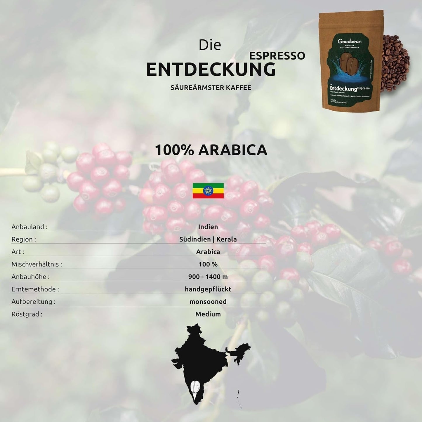 Odkrycie - Espresso | Kawa ziarnista 500g - 100% Arabica | do ekspresów w pełni automatycznych/kolba/espresso | Całe ziarna kawy | Świeże ziarna kawy