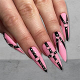 2 szt. 5D wytłoczony gotycki punk Nagelsticker, naklejka Nagel Selbstklebend Kreuz Und X-Form Halloween Nagelaufkleber, Nageldesign Zubehör Für Damen Nail Art