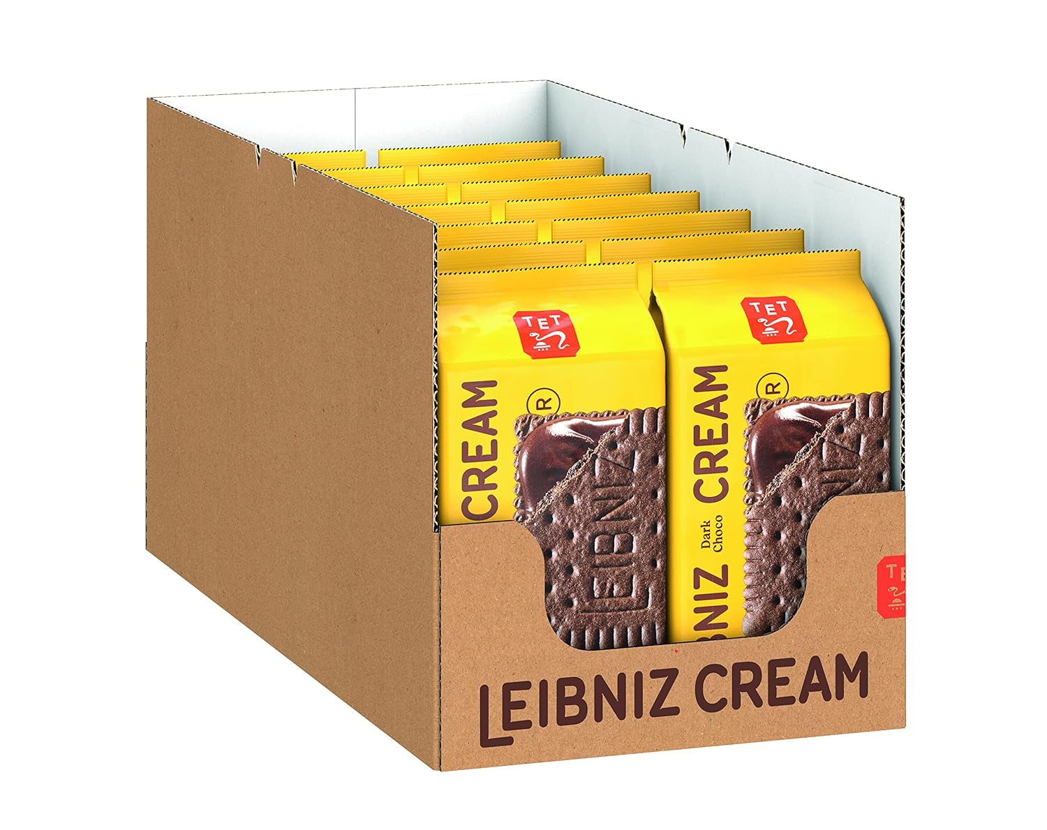 Chrupiące ciasteczka z kremem kakaowym i ciemną czekoladą, opakowanie 14 szt., do przechowywania lub sprzedaży (14 x 190 g)