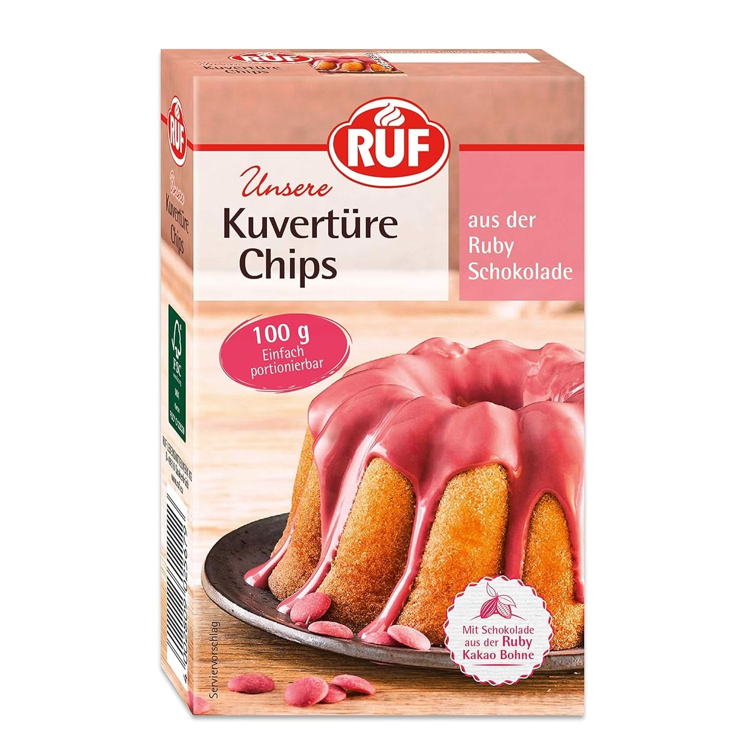 RUF Couverture Chips Rubin, 100 gramów Glazury i dekoracje Naty Shop 100 gramów Rubin