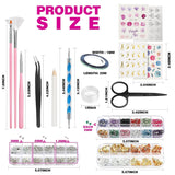 FANDAMEI 54 Blätter Wassertransfer Nagelsticker & Nail Art Pinsel Set, Kropkowane długopisy, Blattgold Für Nagelkunst, Streifenband, Strasssteine, Werkzeug Und Dekorationen Set Für Nagelkunst Maniküre Set