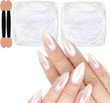 White Pearl Chrom Nagel Pulver, Irisierendes Aurora Pulver Metallic Spiegel Effekt Glitter Pulver Perłowy Eis Transparentny Pigment Meerjungfrau Perle Glitter Staub Für Nail Art Dekoration