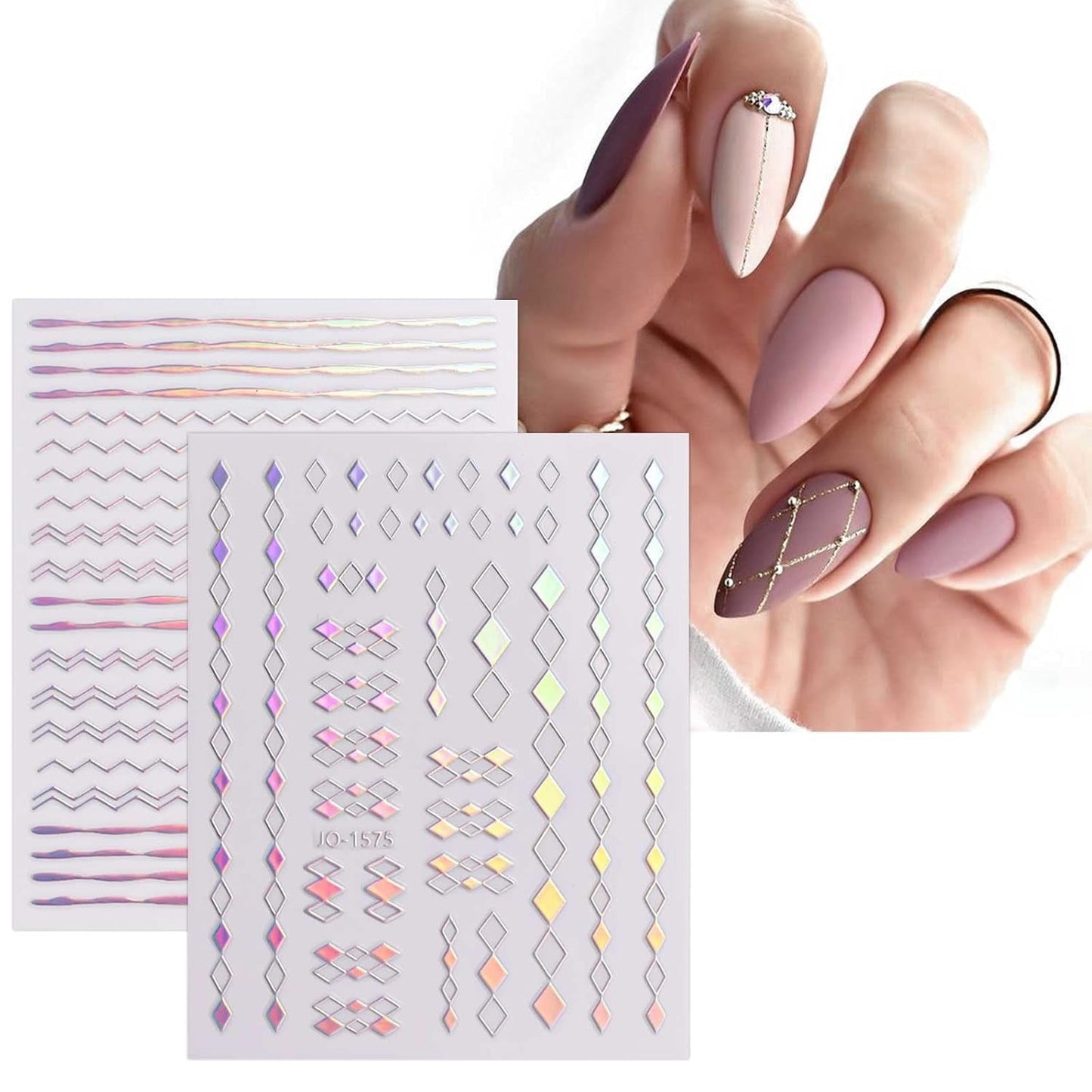 JMEOWIO Nagelsticker Aurora 12 Blatt Nail Art Naklejka Selbstklebend Nagelaufkleber Holografisch Dekoration Nageldesign Zubehör