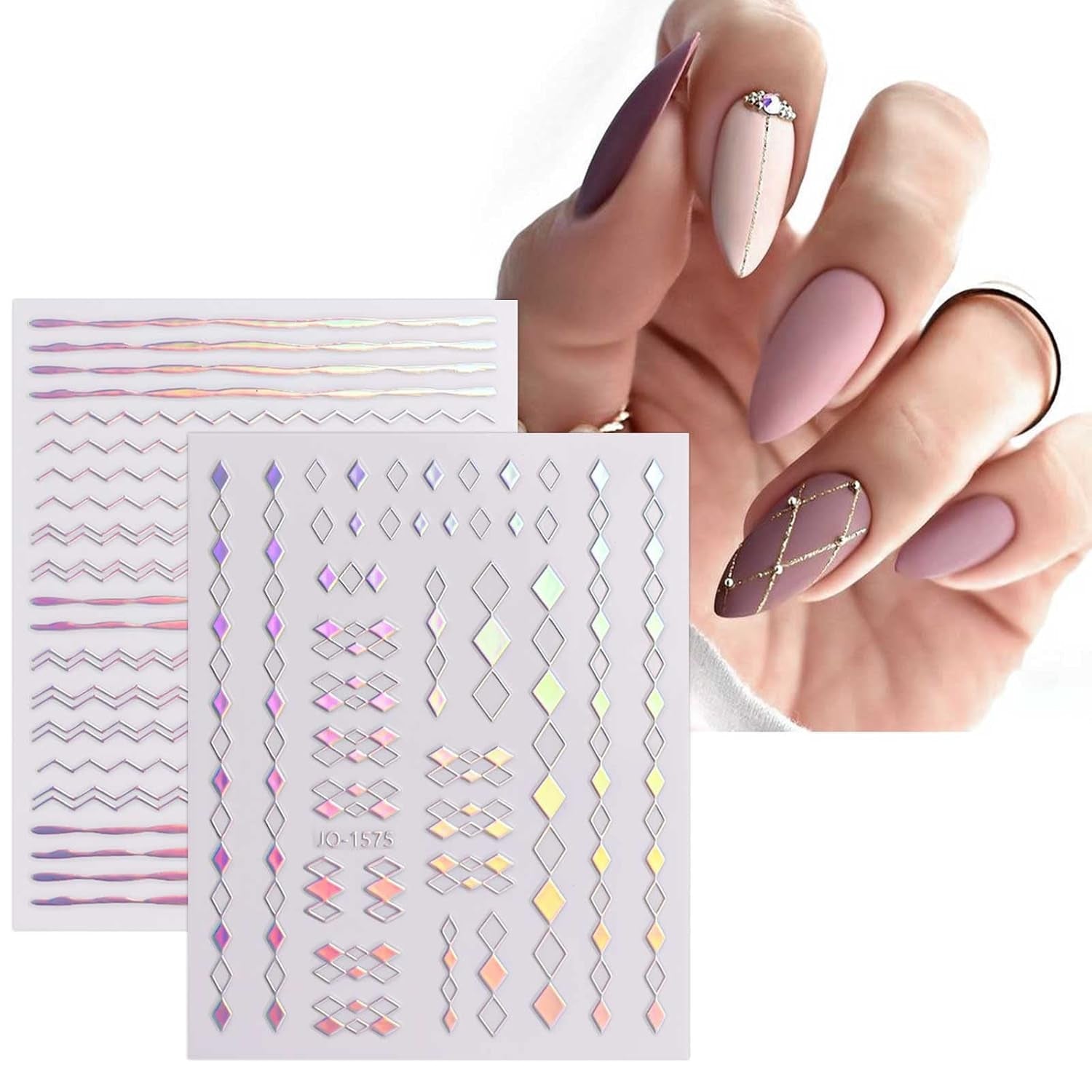 JMEOWIO Nagelsticker Aurora 12 Blatt Nail Art Naklejka Selbstklebend Nagelaufkleber Holografisch Dekoration Nageldesign Zubehör