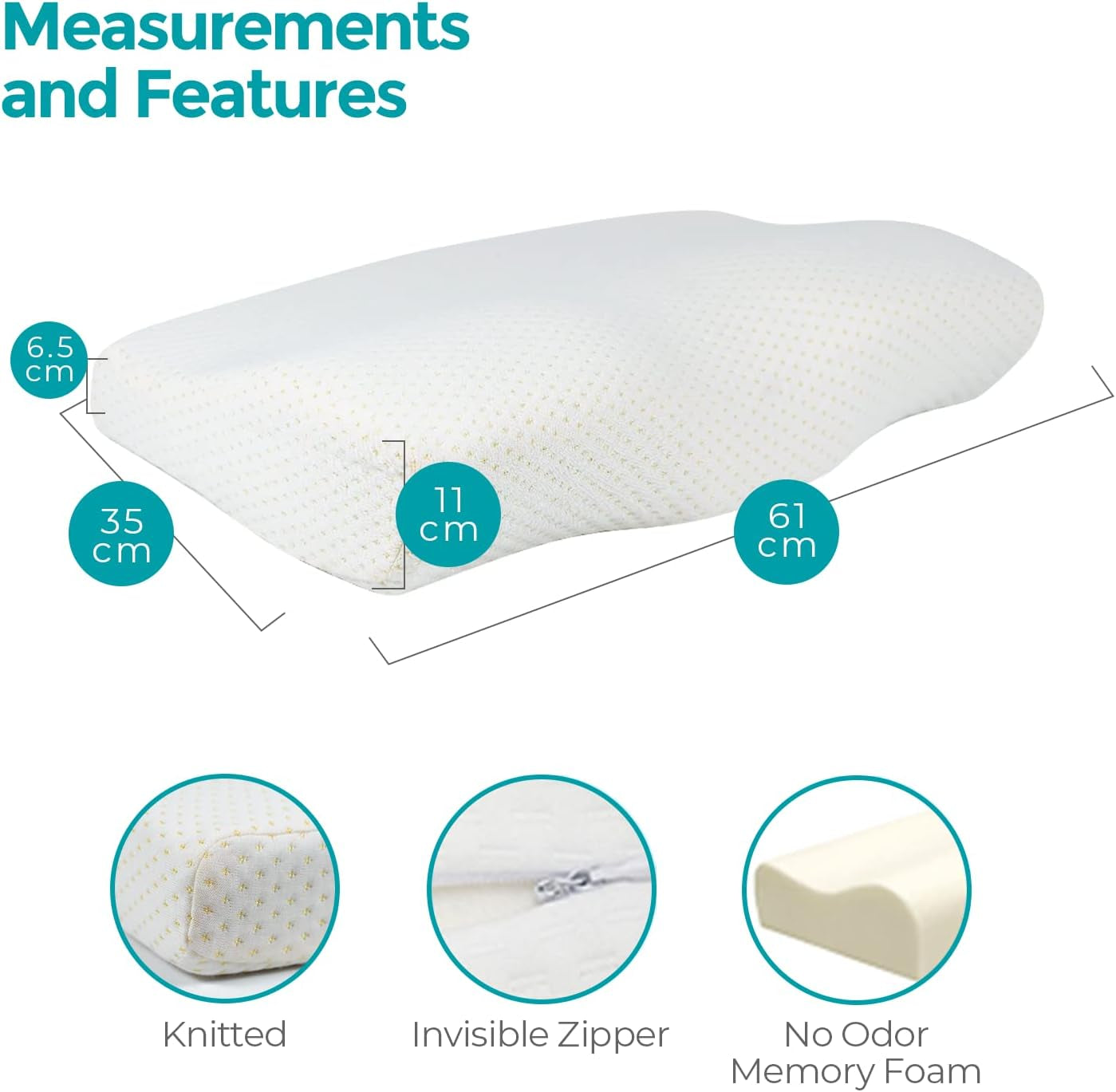 Edihome Poduszka podtrzymująca szyję Poduszka łagodząca ból szyi 50 x 30 x 10 cm Poduszka pod szyję z pianki memory Poduszka ortopedyczna Ergonomiczna podwójna osłona bawełniana Hipoalergiczna