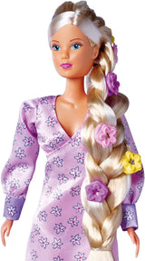Simba 105733640 - Steffi Love Flower Hair, lalka z bardzo długimi włosami, zawiera 6 spinek, warkocz i grzebień, 29 cm, wiek 3+