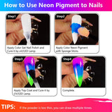 Neonowy pigment fosforowy Pulver Für Nägel Lidschatten - 12 kolorów Neon Nagel Glitzer Augenpulver Maniküre Halloween Neonowy makijaż Dekoracja Nail Art Staub Pigment