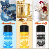 Essbarer Glitzer - 3 Torten Kuchen Deko Essbare, Metallic Lebensmittelfarbe Flüssiges, Jadalny brokat Für Muffin, Koktajl, Pianki - 10Ml Naty Shop
