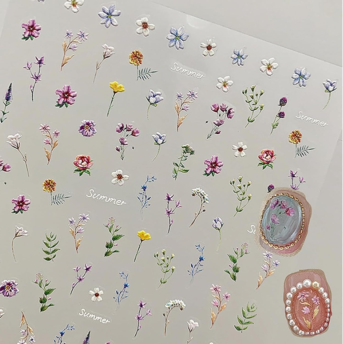 Zestaw Nagelsticker - Selbstklebende naklejka na paznokcie, Nageldesign Zubehör, Nail Art, Nagelaufkleber Für Fingernägel, Blumen Nagelsticker, Nagel Deko