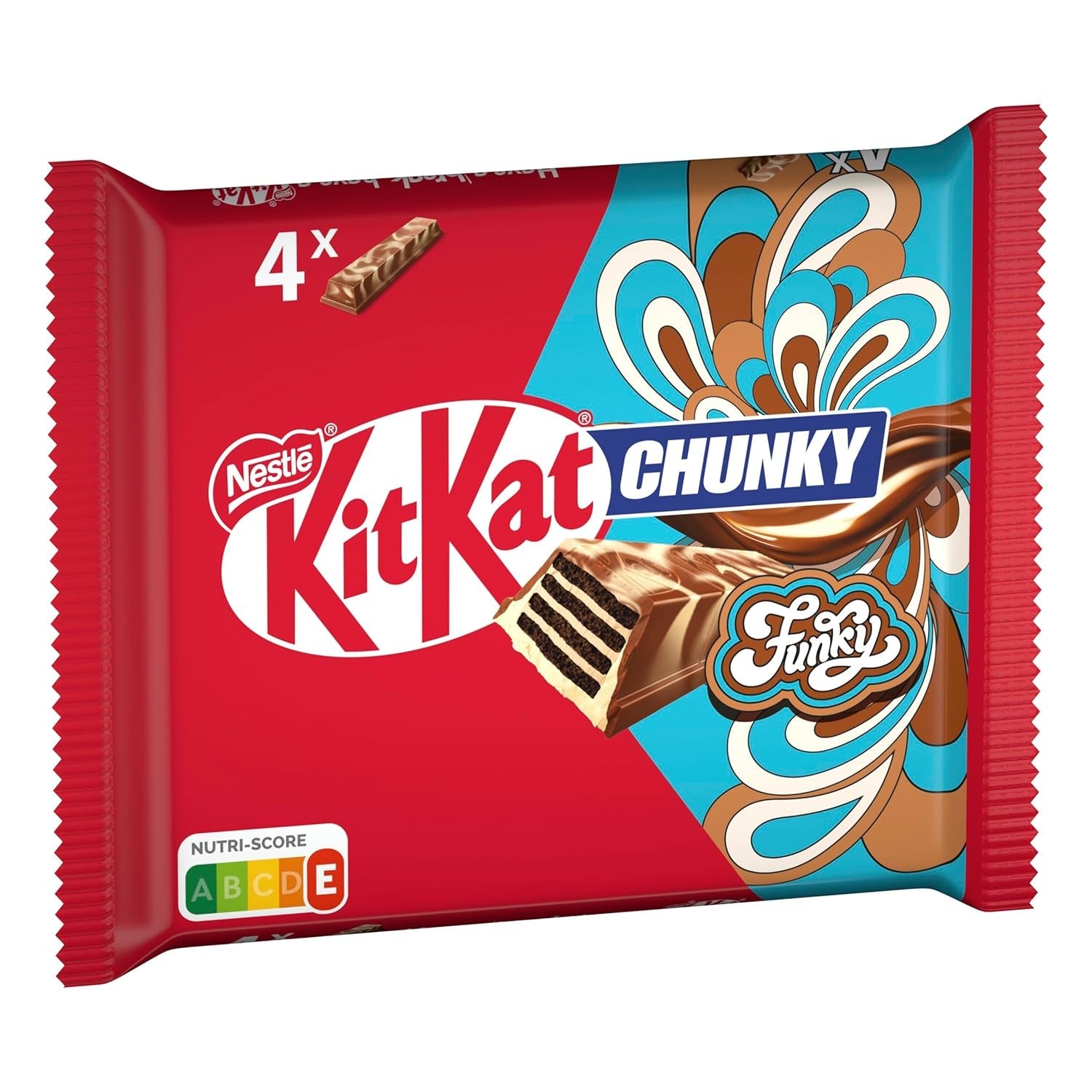 Nestlé Chunky Funky Crispy Wafel w mlecznej czekoladzie, opakowanie zbiorcze 2 opakowania (4 x 40 g każdy)