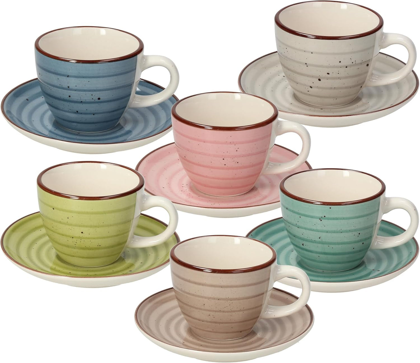 Urban Paste, opakowanie 6 filiżanek do kawy ze spodkami, ceramiczne